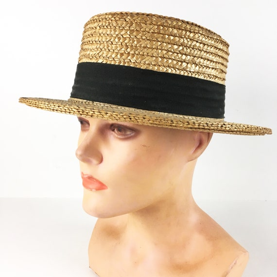 Antique Boater Hat - Straw Hat - Mens Hat -  Summ… - image 4