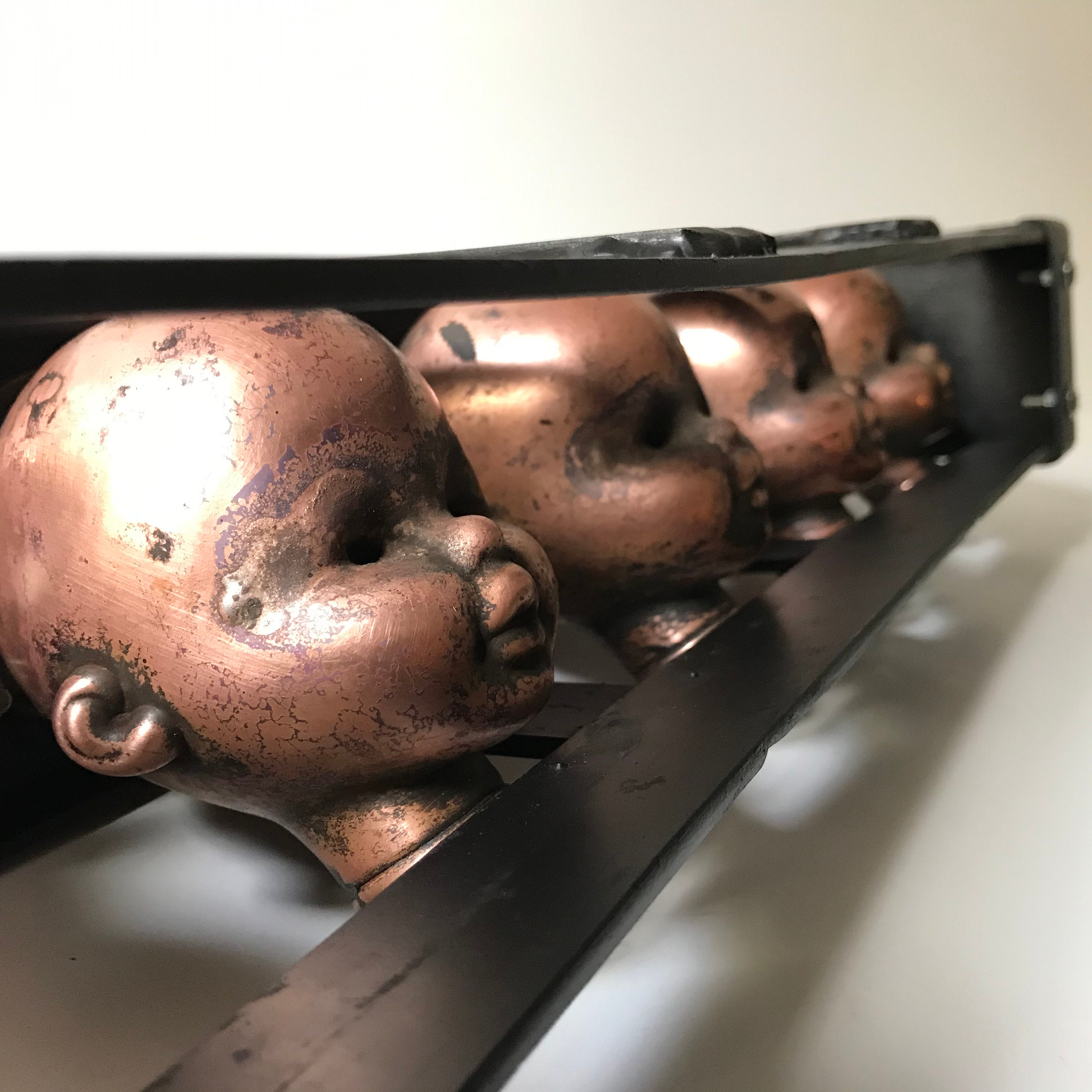 Antique Restored Copper Doll Head Molds Industrial Wall Etsy