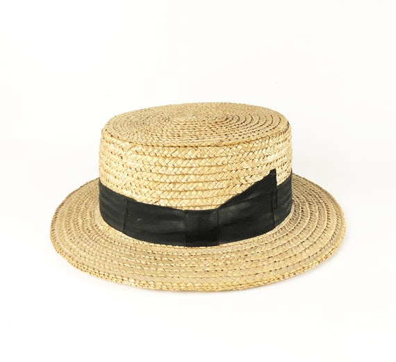 Antique Boater Hat - Straw Hat - Mens Hat -  Summ… - image 1