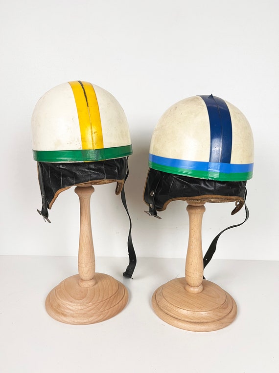 Set of Two Vintage Vespa Motorcycle Half Helmets … - image 5
