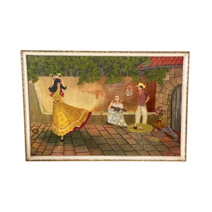 Vintage &#39;Dancing Girl&#39; Oil Painting - 1958 Framed Art