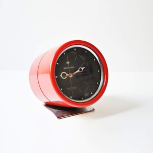 Réveil rouge vintage Space Age Hain Bell - Fabriqué en Corée