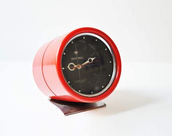 Vintage Space Age Hain Bell Red Alarm Clock - Made in Korea