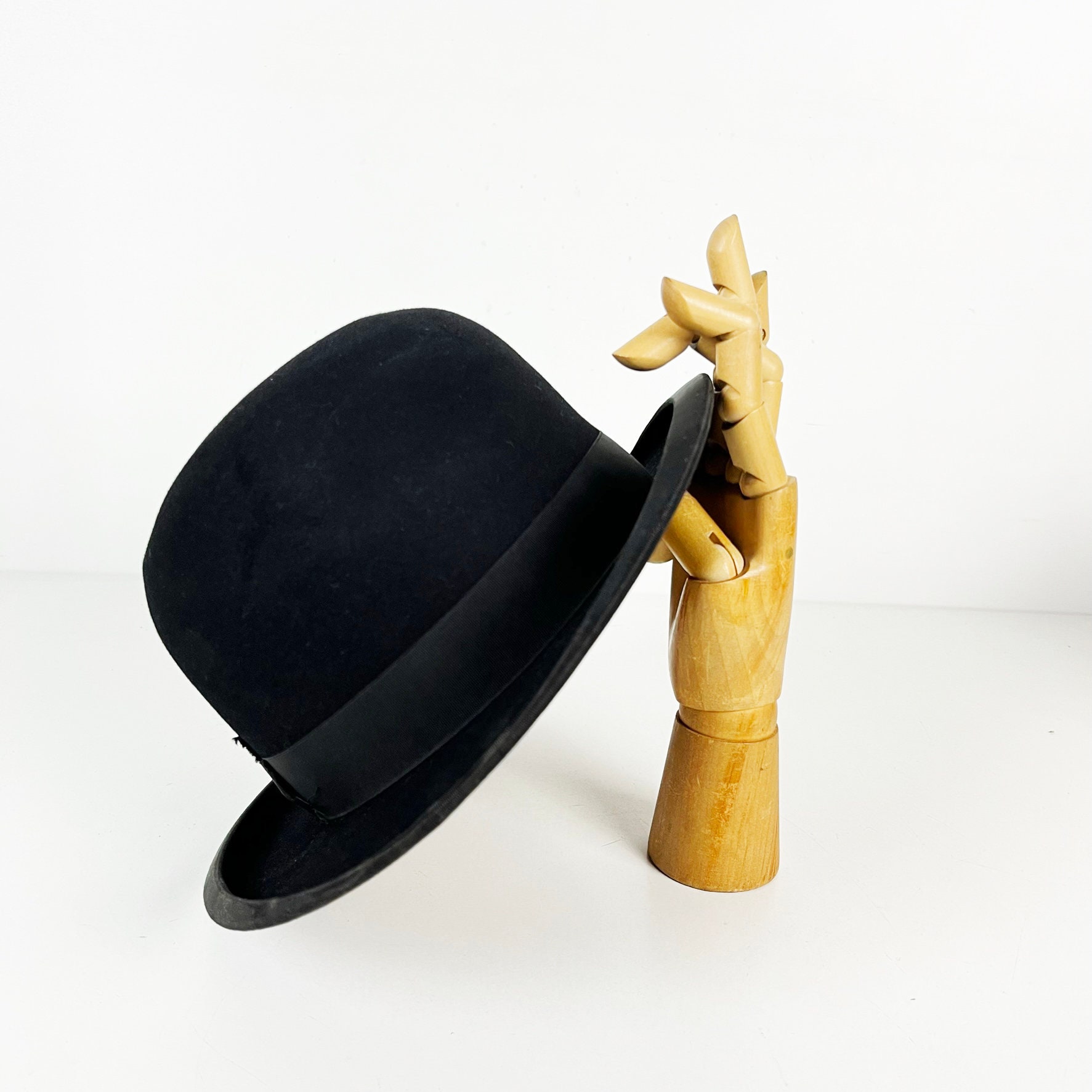 Antique Borsalino Black Felt Derby Bowler Men Hat Athens - Etsy