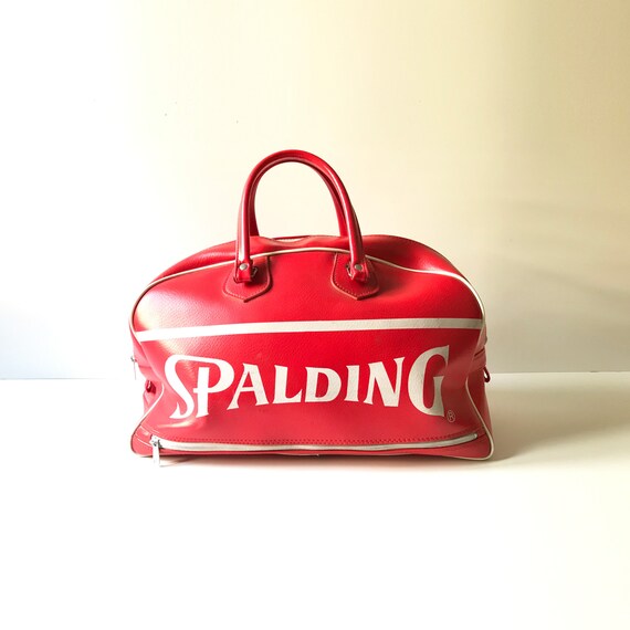 Vintage Spalding Duffel Gym Bag - Vinyl - Red Spor