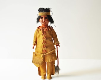 Vintage Indian Girl - Native American Doll - Vintage Toy - Indian Doll
