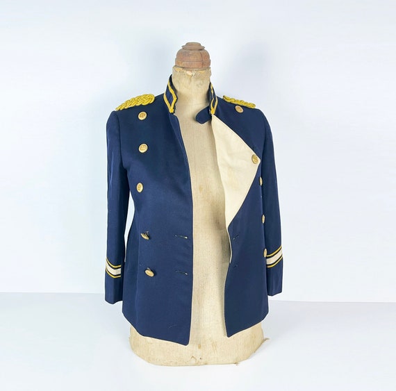 90s Marching Band Jacket Retro Stage Gear Navy Blue Cute