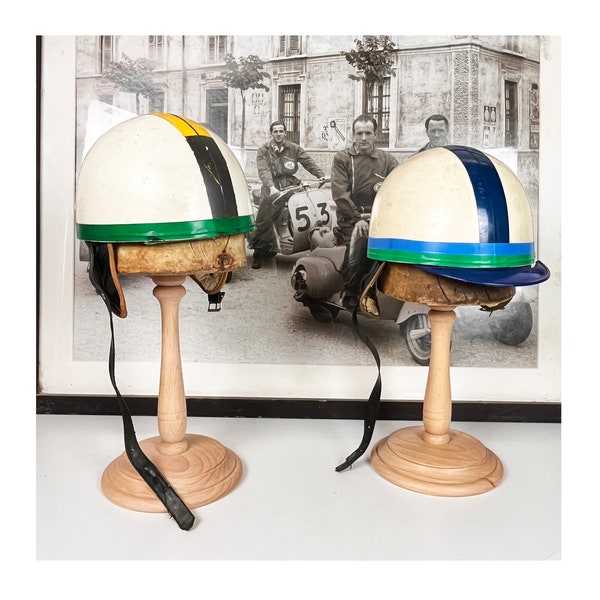 Set of Two Vintage Vespa Motorcycle Half Helmets White - Cafe Racer - Bowl Helmets - Vintage Vespa Helmets