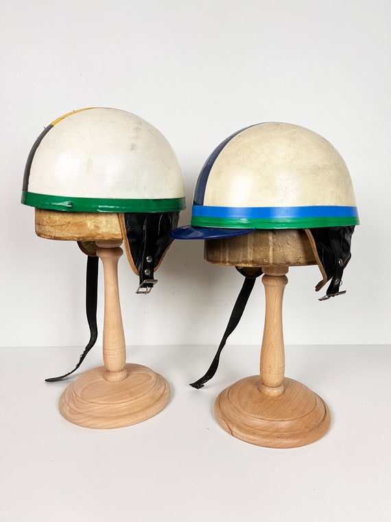 Set of Two Vintage Vespa Motorcycle Half Helmets … - image 4