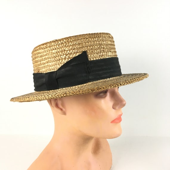 Antique Boater Hat - Straw Hat - Mens Hat -  Summ… - image 2