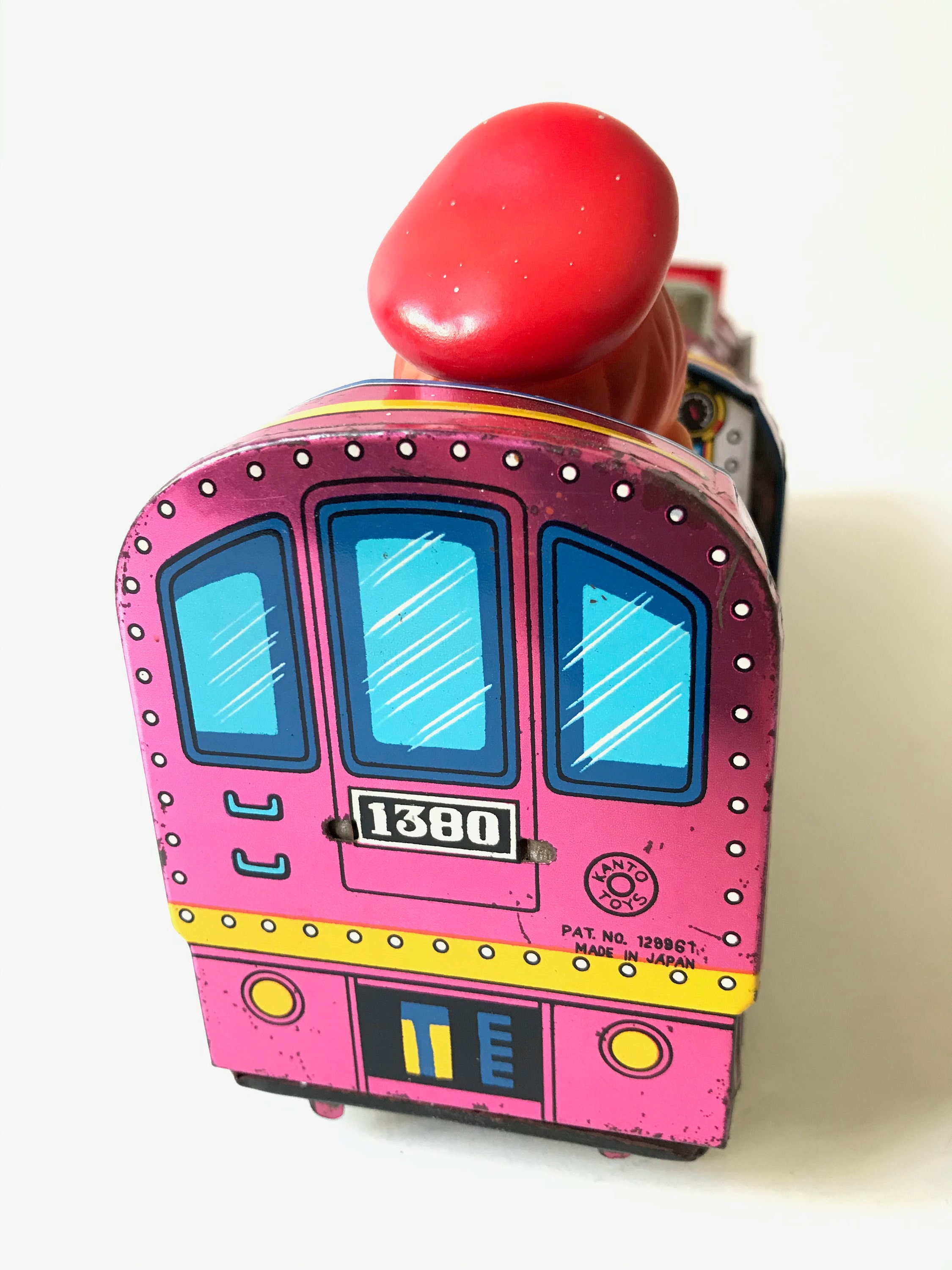 Vintage Tin Toy Train Japanese Kanto Toys - 1970s Pink Train