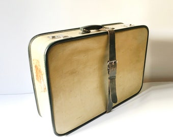 Vintage Suitcase - Midcentury Travel Luggage - Old Suitcase - Loft Decor - Authentic Vintage