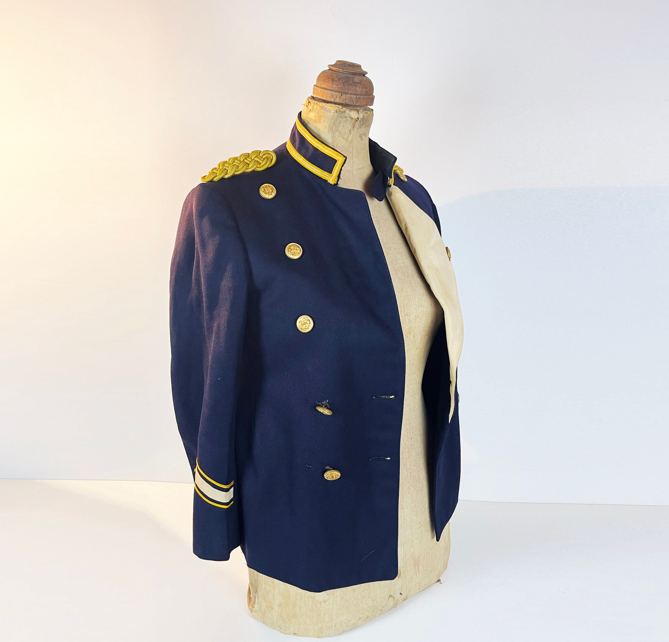 90s Marching Band Jacket Retro Stage Gear Navy Blue Cute