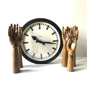 1950s Large Train Station Siemens Clock - Industrial - School Clock - Steel - Glass - Black & White - German Clock