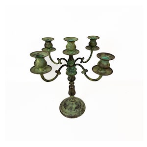 Antique Brass Candelabra - 5 Tapers - Vintage Candle Holder - Wedding - Christmas Decor - Candelabra Centerpiece