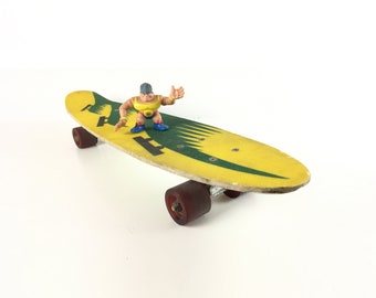 Vintage Fiberglass Skateboard - 1980er Gelb Grün