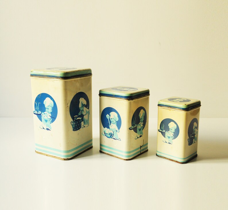 1950s Kitchen Canisters Tin Can Mint Green Shabby Chic Etsy