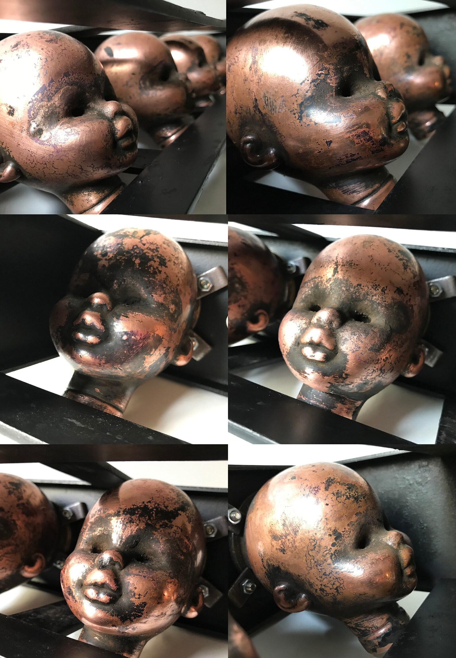 Antique Restored Copper Doll Head Molds Industrial Wall Art Etsy