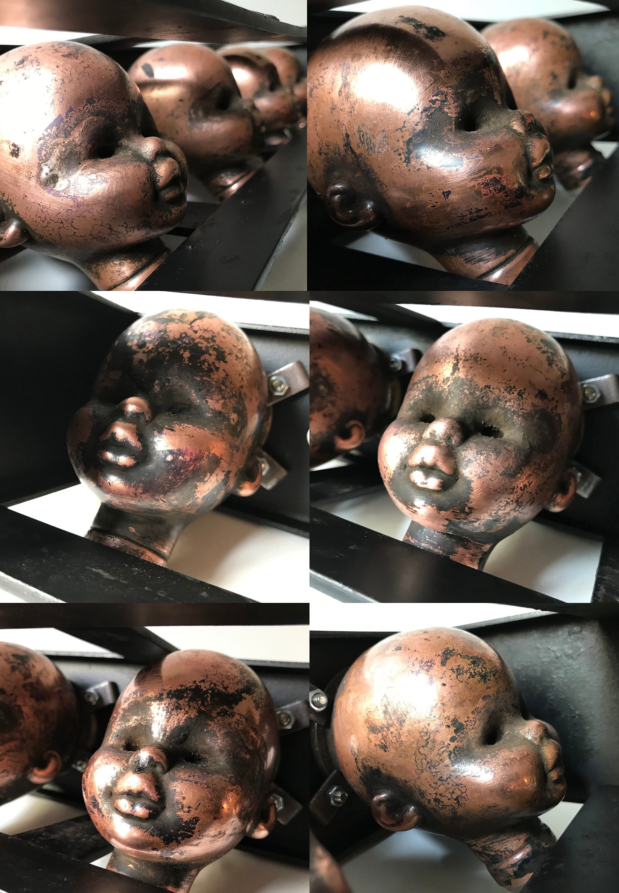 Antique Restored Copper Doll Head Molds Industrial Wall Etsy