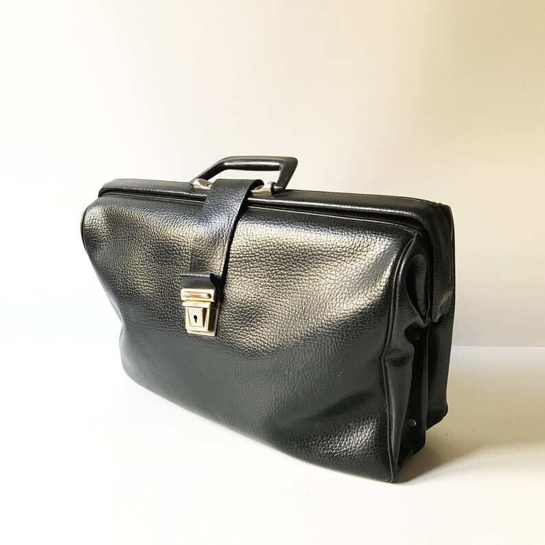 Vintage Black Leather Doctor's Bag Briefcase Men Bag Etsy