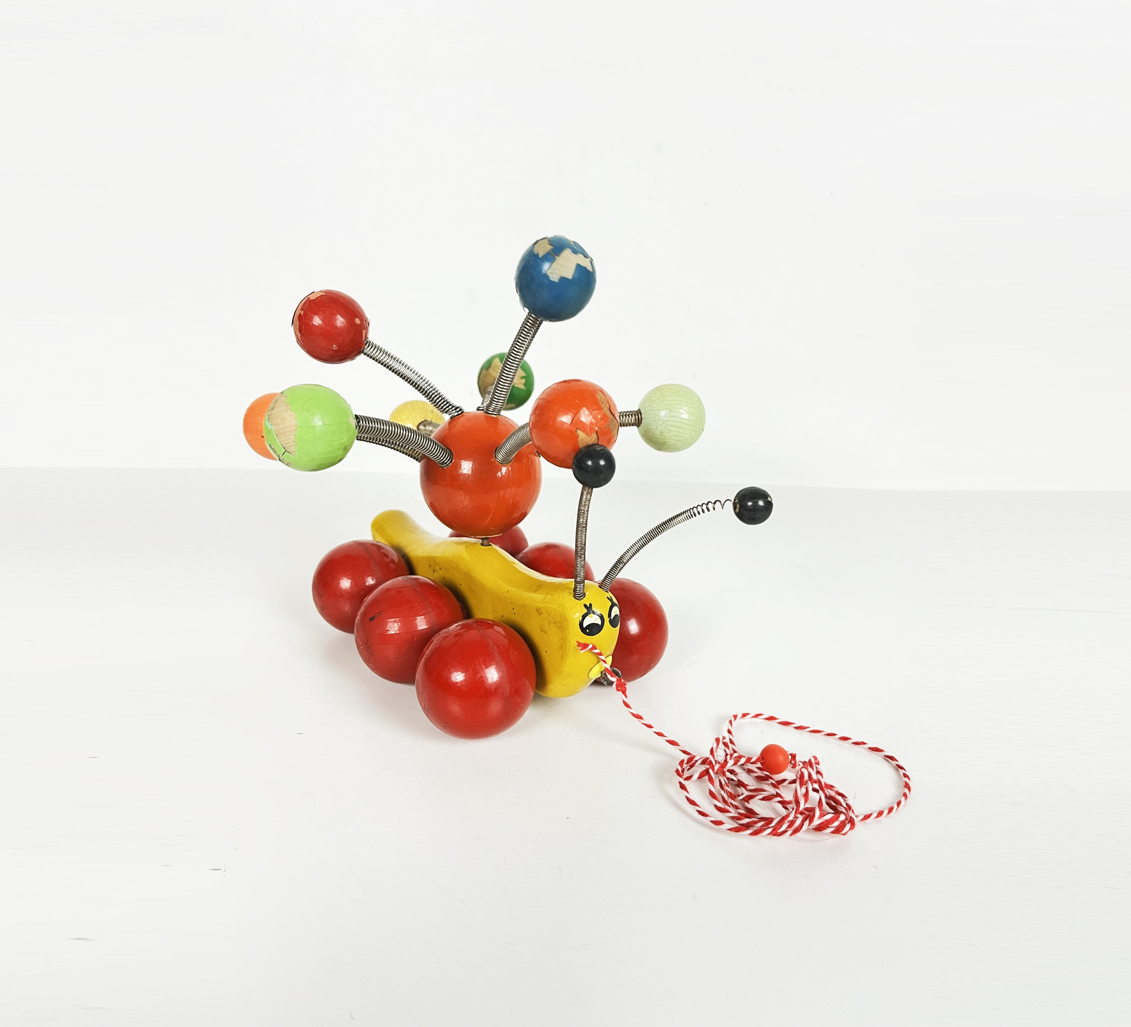 Wooden caterpillar pull toy sales