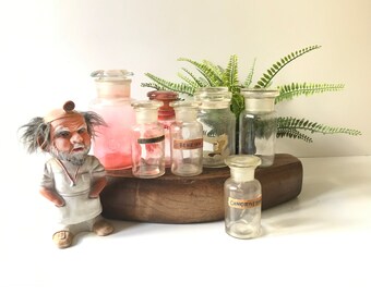 Vintage Apothekerflaschen - Lot von 7 - Antike Apothekenflaschen - Apothekeraufbewahrung - Glasflaschen