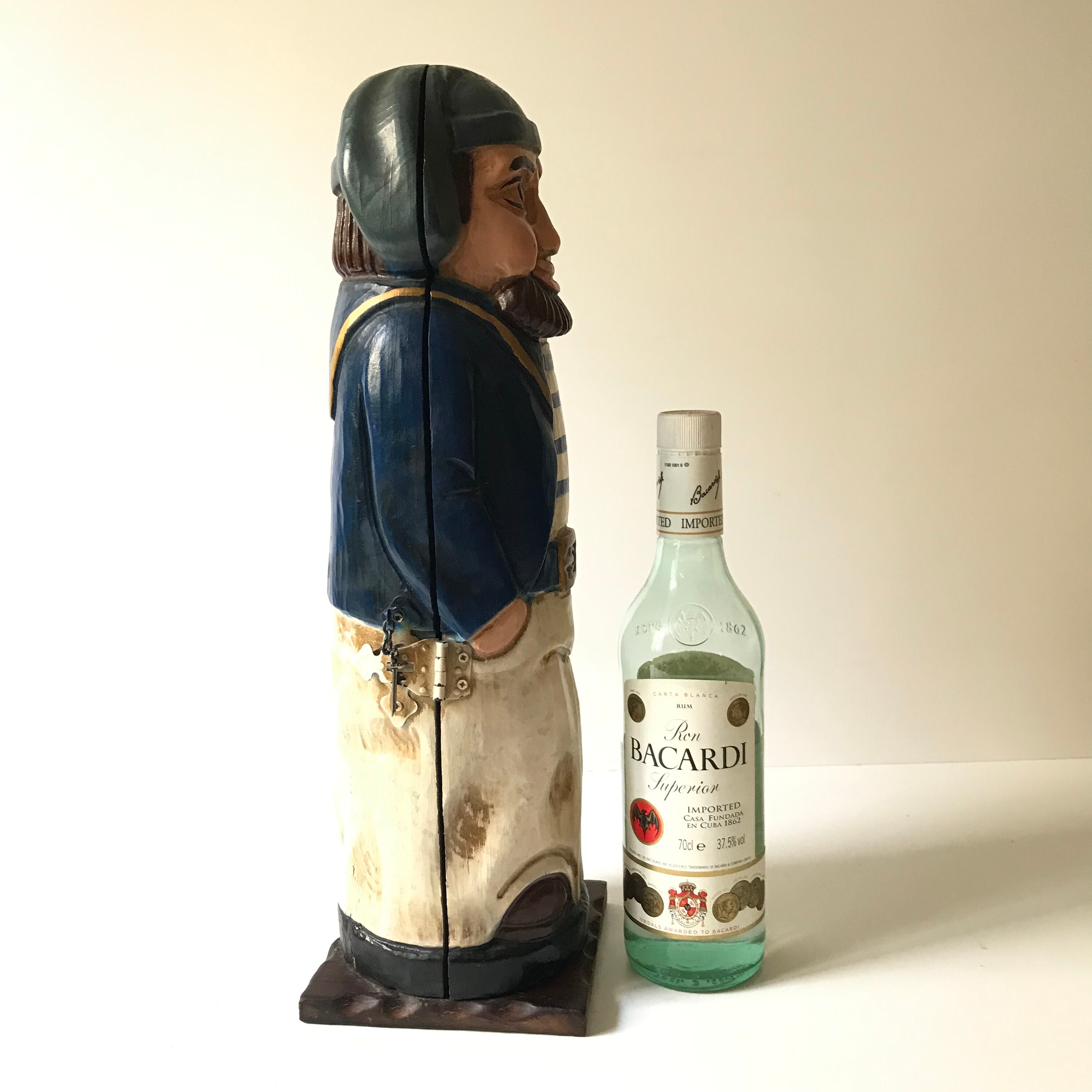 Vintage Carved Wooden Sailor Pirate Bottle Holder Alcohol Etsy