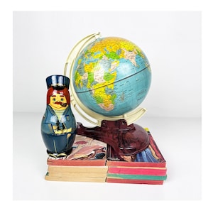 Vintage kleiner Zinn Erdglobus - West Germany - Schreibtisch Globus - Büro Dekor - Vintage Wohnkultur - kleiner Globus