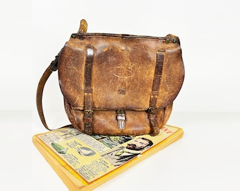 Antique Leather US Army Satchel Bag - Messenger Bag - WWI-WWII