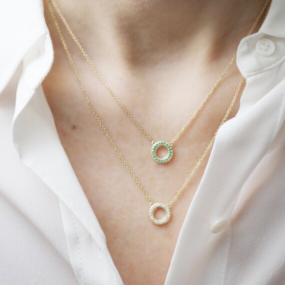 Gold and Emerald Eternity Necklace