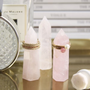 Rose Quartz Crystal Wand Ring Holder