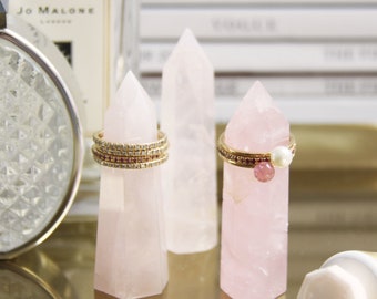 Rose Quartz Crystal Wand Ring Holder