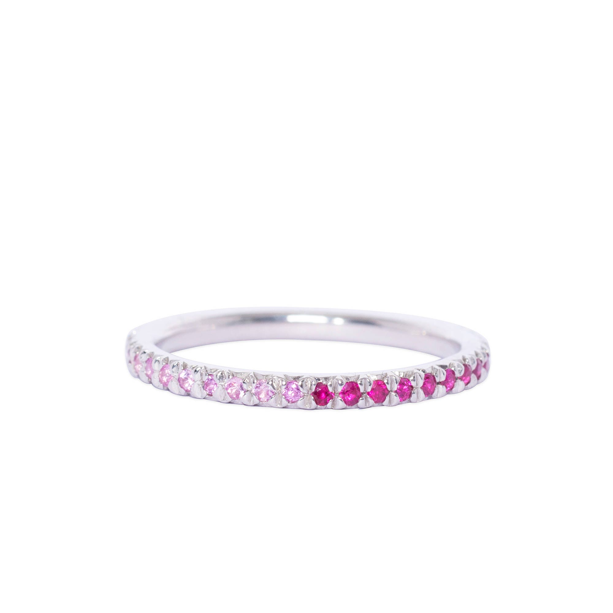 Silver, Pink Sapphire and Ruby Eternity Ring (UK Size L, UK Size 5