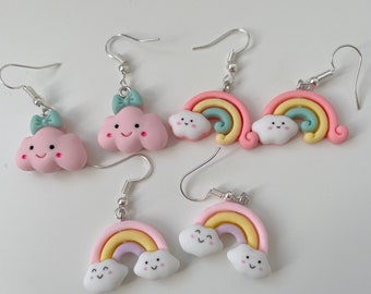 cloud rainbow drop hook earrings cute kawaii jewllery gift