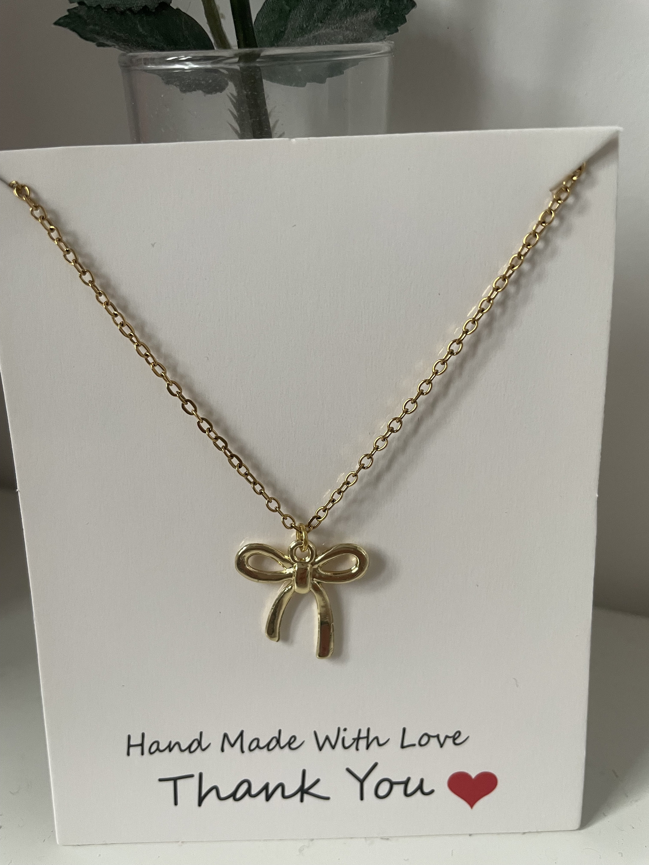 Gold Chain Color Code Stainless Steel Gold Colour Chain With Gold Colour Bow 44cm Necklace ...