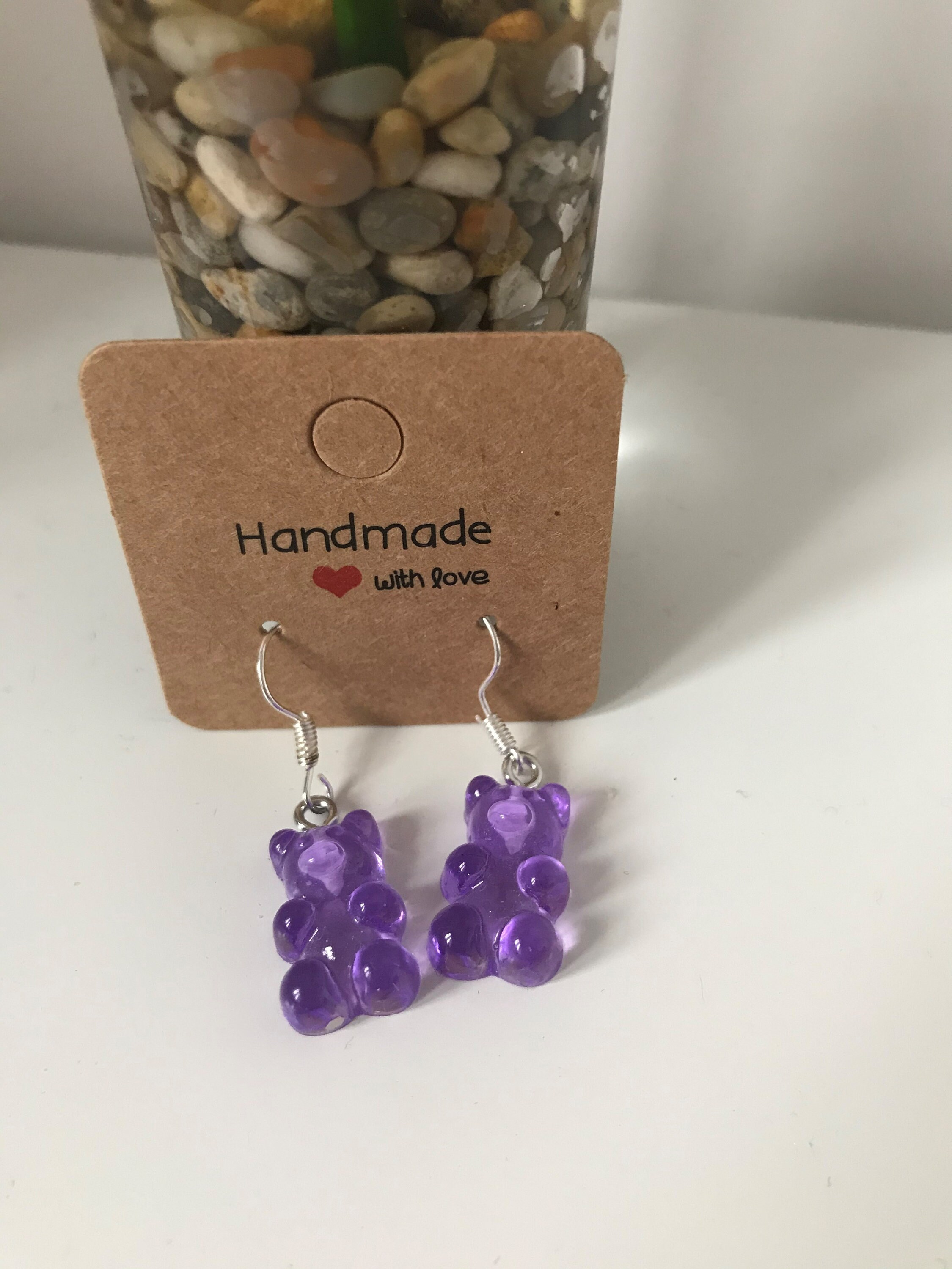 gummy bear earrings cute kawaii handmade jewellery jelly babies gift present family friends fashion accessories