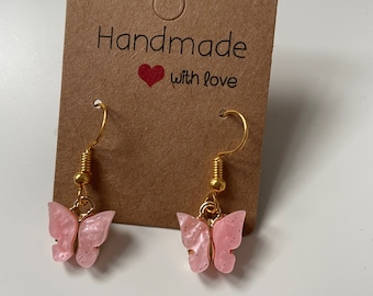 Cute butterfly drop earrings gold colour kawaii jewellery gift