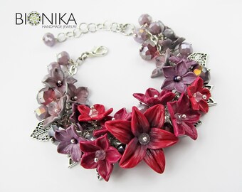 3 Pack New Old Stock Lilly Collection Lilly Beads Purple Pink Butterfly Beads
