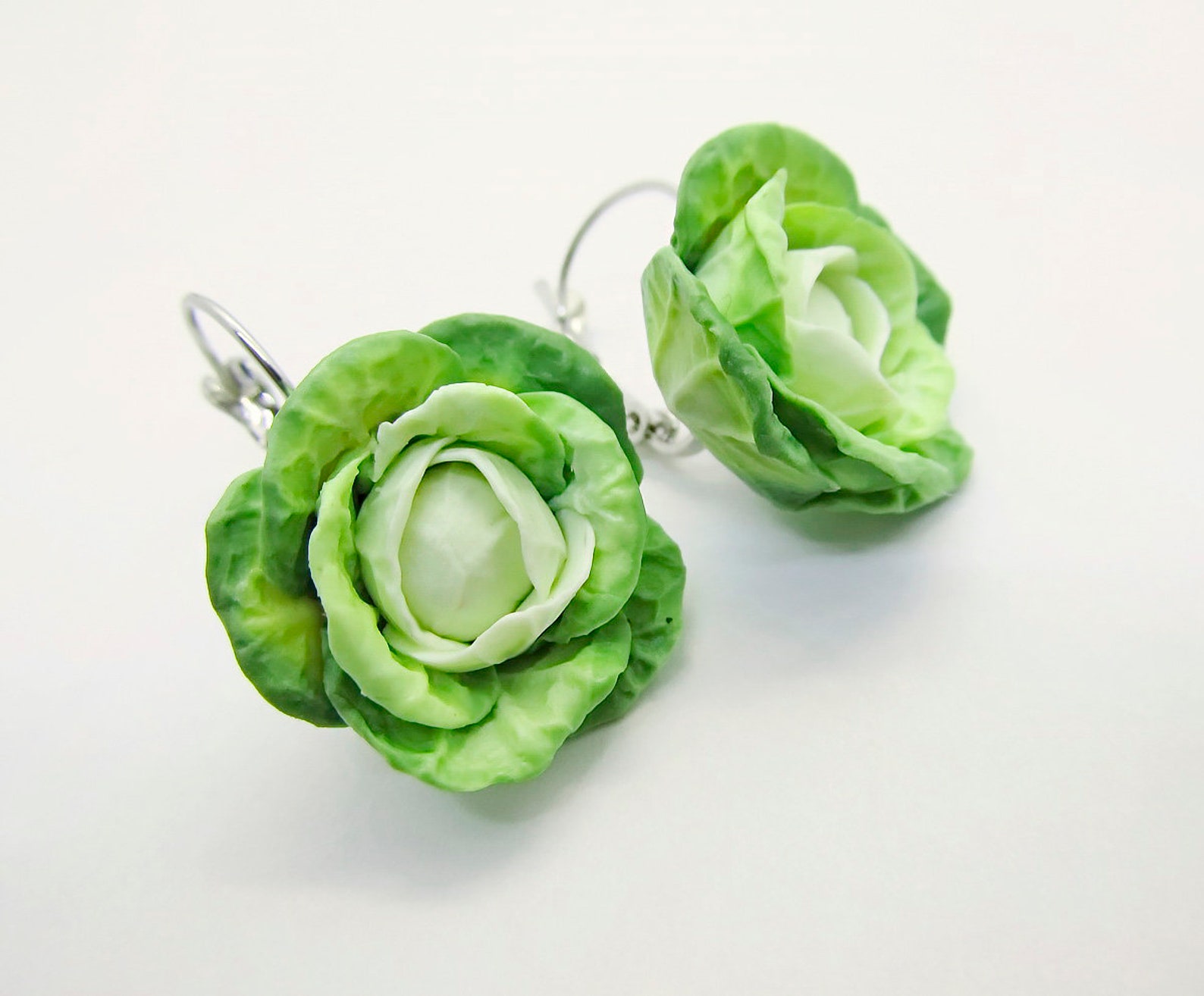 Green Cabbage Earrings Polymer clay Food jewelry Organic Etsy