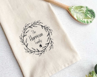 New Home Gift Tea Towel - Personalised Family Name Housewarming Present for family