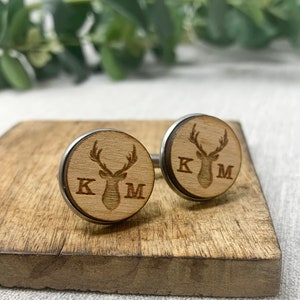 Personalised Cufflinks Stag with Initials / Personalised Gift / Father's Day Present / Husband Boyfriend / Valentines Gift