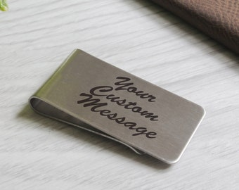 Personalised Money Clip Engraved with a Custom Message / Stainless Steel Gift Idea