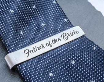 Wedding Tie Clip With Wedding Role on Front, Date on the Back - Groomsmen Gift / Wedding Party / Wedding Suit Accessory