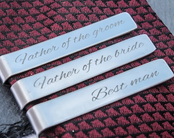 Wedding Role Tie Clip Personalised With Initials - Engraved Custom Gift / Wedding Party Gift / Wedding Suit Grooms Gift