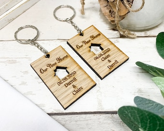 Personalised Home Keyrings With Names & Dates (Set of 2) First Home/New Home