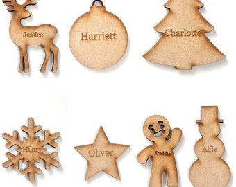 Christmas Place Names - Add Hole To Hang As Bauble Christmas Table Decorations / Place Settings / Personalised Baubles / Engraved Xmas Decor