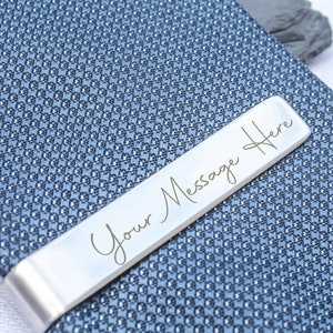 Personalised Tie Clip Customise Your Own Message - Stainless Steel / Gift for Boyfriend or Husband / Valentines Gift / Wedding Tie