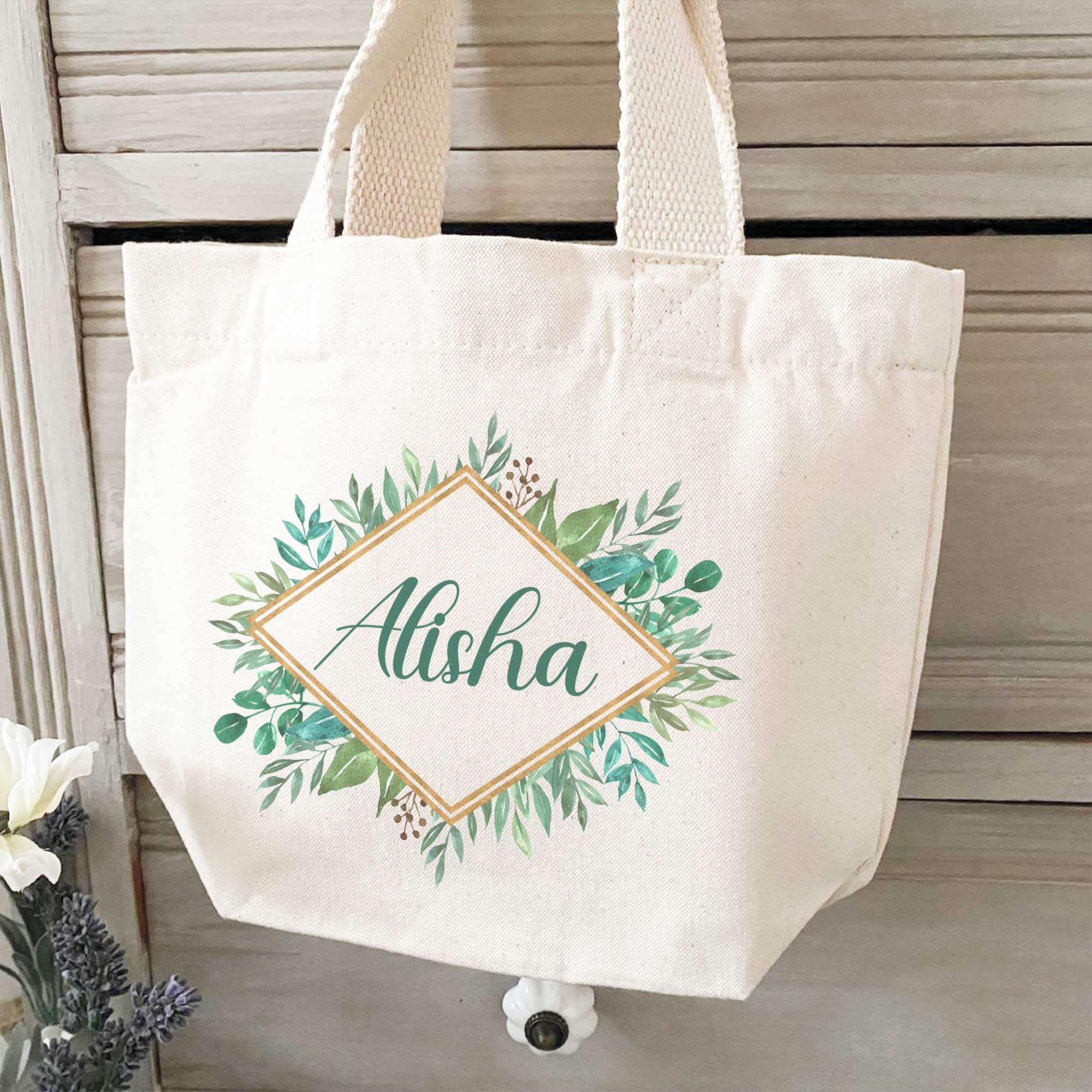 Personalized Name with Vine Cotton Canvas Tote Bag – The Cotton