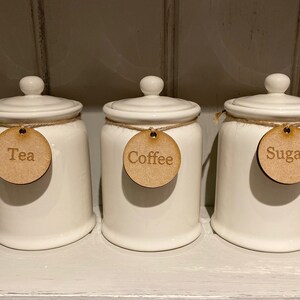 Tea Coffee Sugar Round Wooden Labels Complete With Twine Rustic ...
