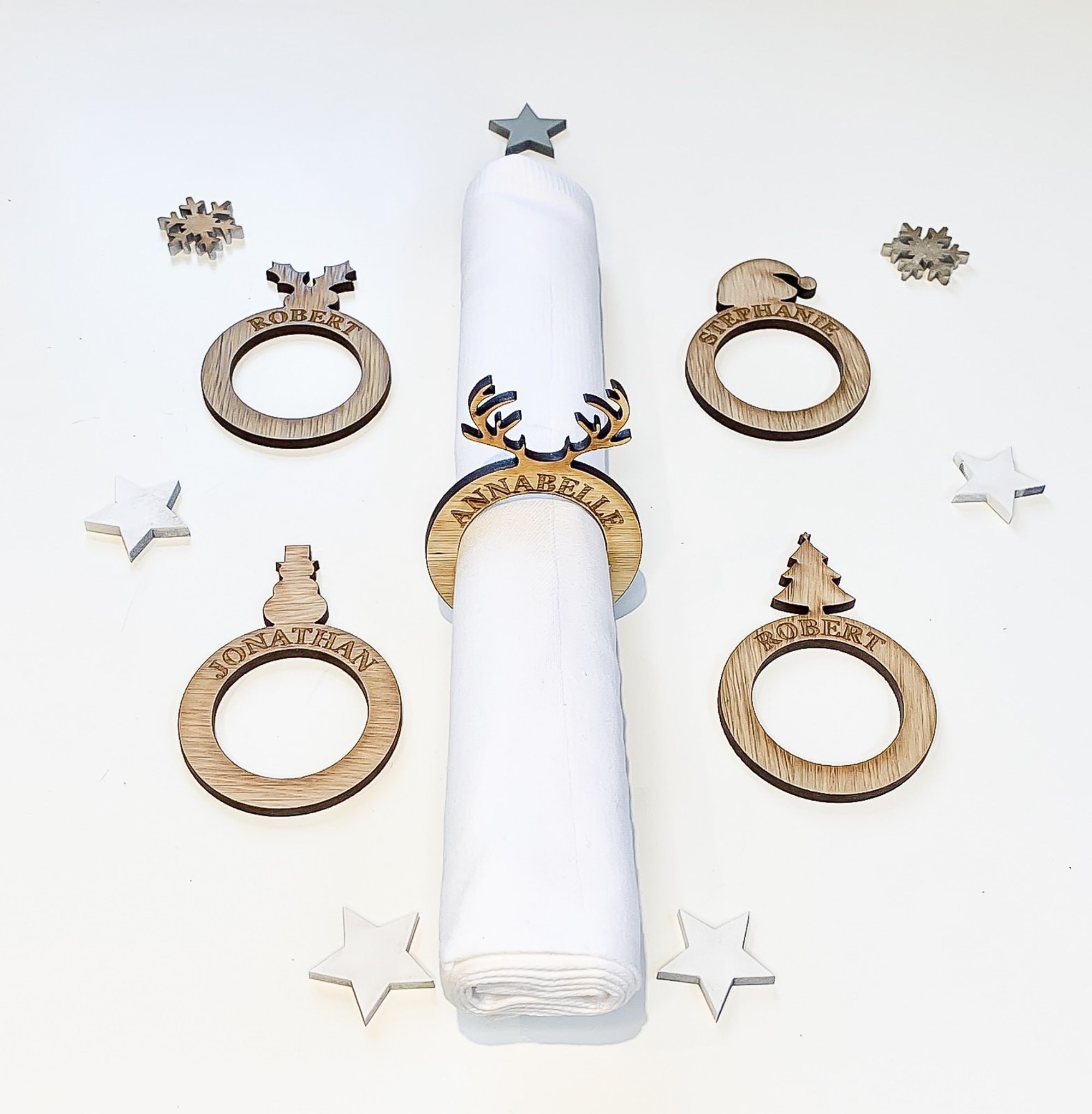 Personalised Christmas Napkin Rings Great For Christmas Place Etsy